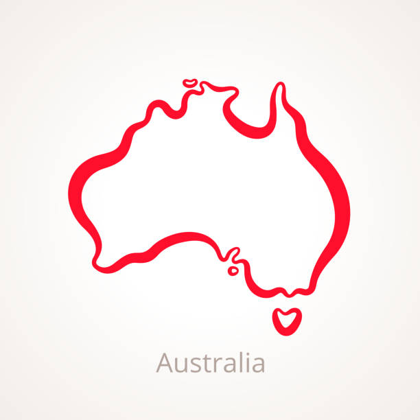 bildbanksillustrationer, clip art samt tecknat material och ikoner med australien - konturkarta - australien