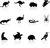 Stylized animal icons from Australia. Includes a transparent PNG.