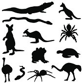 A collection of Australian animal silhouettes.