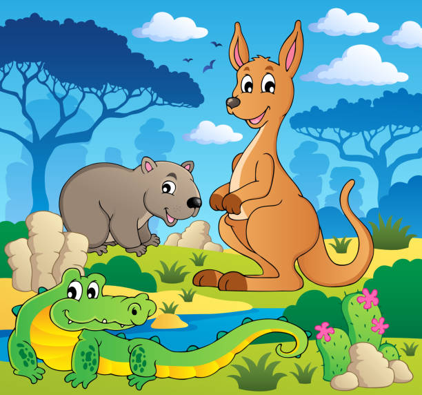 Australian animals theme 1 Australian animals theme 1 - vector illustration. Tree Kangaroo stock illustrations
