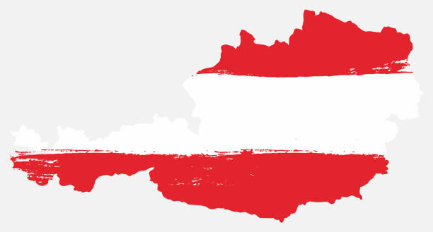 Austria Flag & Map Vector Hand Painted with Rounded Brush This image is a vector illustration and can be scaled to any size without loss of resolution. austria stock illustrations