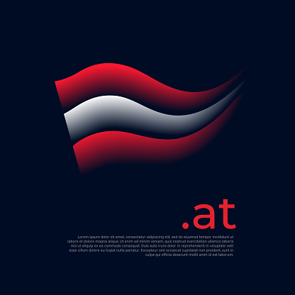 Austria flag. Stripes colors of the austrian flag on a dark background. Vector stylized design national poster with at domain, place for text. State patriotic banner of austria, cover
