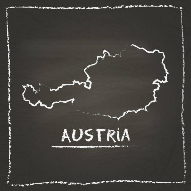 Austria Map Outline Drawing Illustrations, Royalty-Free Vector Graphics