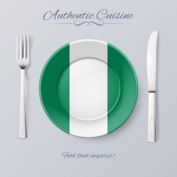 stockillustraties, clipart, cartoons en iconen met authentic_cuisine-z-flag_circ_icon - nigeria