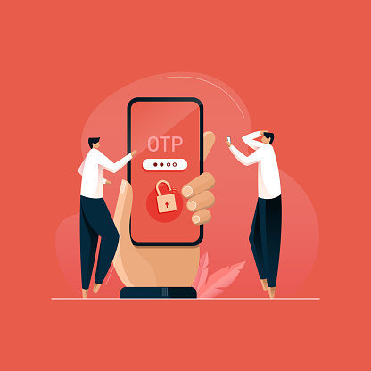 OTP authentication and Secure Verification, Never share OTP and Bank Details concept