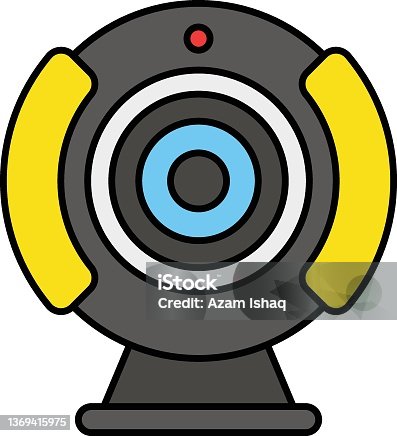 istock Auto focused Live Streaming Cam Vector Color Icon Design, Video blogger Symbol, vlogger or videography equipment Sign, motion pictures and film maker Stock illustration, Webcam Concept, 1369415975