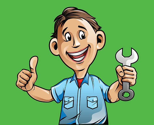 Auto Mechanic Vector Illustration, Auto mechanic service center mascot mechanic clipart stock illustrations
