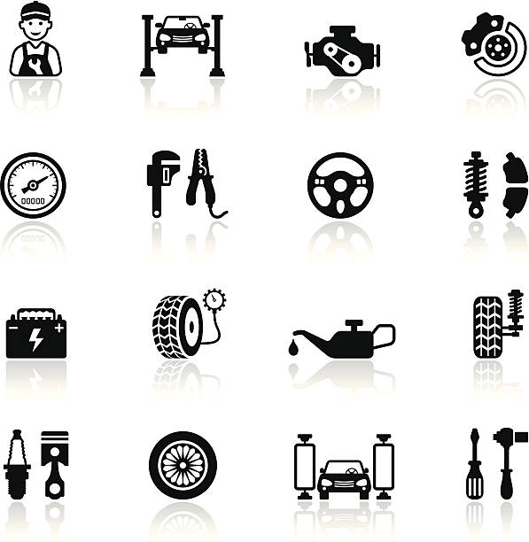 stockillustraties, clipart, cartoons en iconen met auto service icon set - bumper