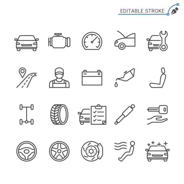 Auto service line icons. Editable stroke. Pixel perfect. Simple vector line Icons. Editable stroke. Pixel perfect. steering wheel stock illustrations