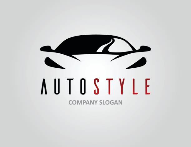 Auto style car logo design with concept sports vehicle silhouette Auto style car logo design with concept sports vehicle icon silhouette on light grey background. Vector illustration. car silhouettes stock illustrations
