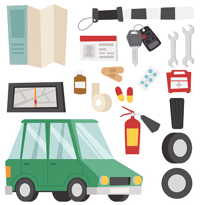 Auto transport motorist icon symbol vehicle equipment service car driver tools vector illustration