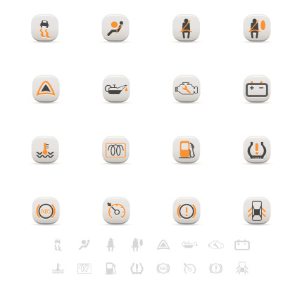 Automobile dashboard warning signs icon set.