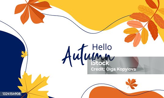 istock Autumn colorful abstract background in yellow and red colors with leaves 1324154908