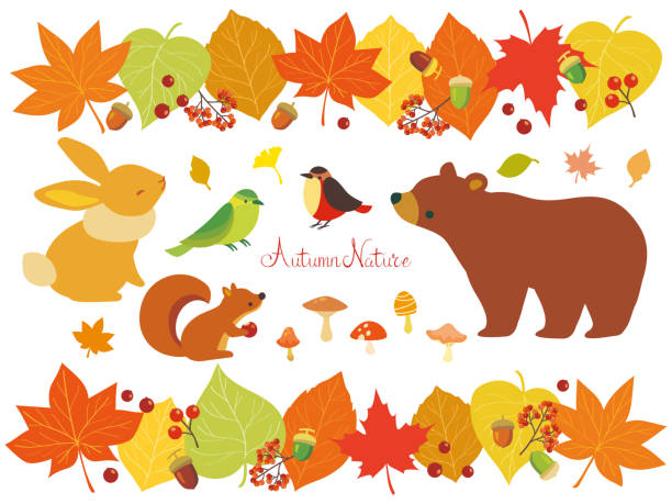 秋の自然 - リス点のイラスト素材／クリップアート素材／マンガ素材／アイコン素材