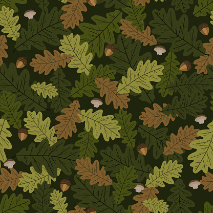 Autumn oak Leaves Seamless Pattern