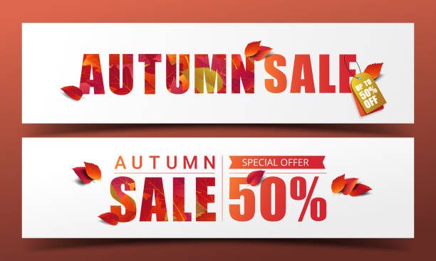 Autumn sale banner layout template modern design decorate with realistic leaves for discount poster, shopping sale, leaflet, promo flyer, and web banner. Vector illustration. vector art illustration