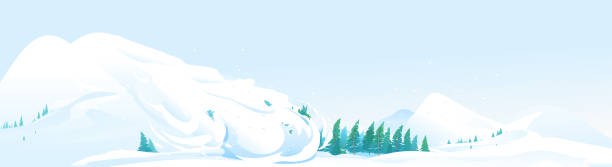 лавина в панораме горного пейзажа - avalanche stock illustrations