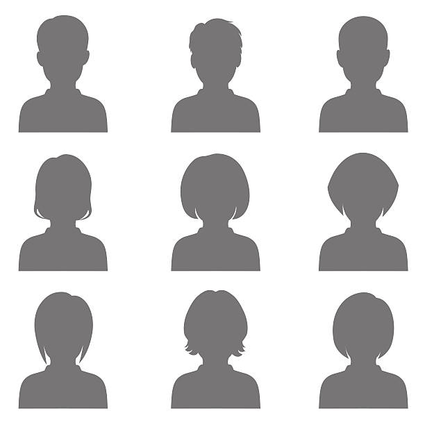 avatar, head silhouette vector avatar, profile icon, head silhouette in silhouette photos stock illustrations
