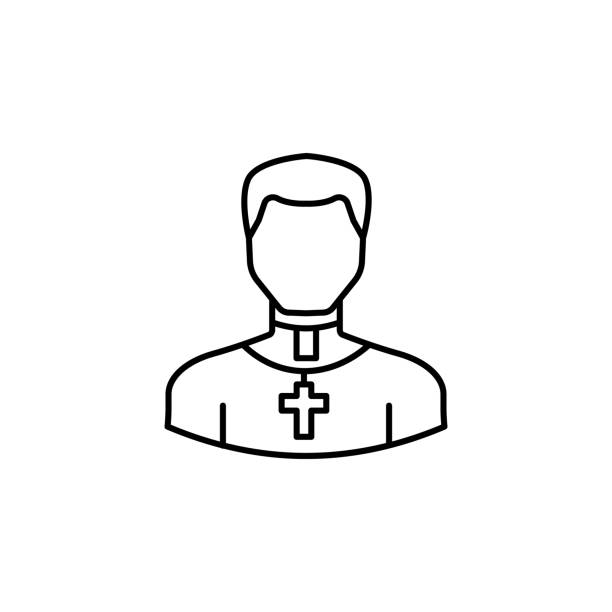 ilustrações de stock, clip art, desenhos animados e ícones de avatar priest outline icon. signs and symbols can be used for web logo mobile app ui ux - pastor