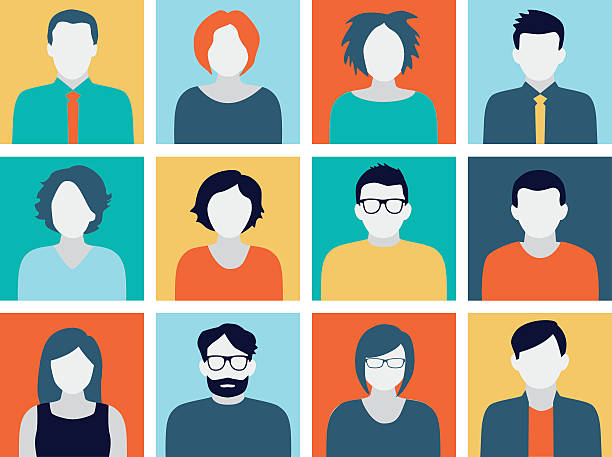 Avatars - Characters Collection of characters - avatars in flat design style. Can be used for social networking. profile view stock illustrations