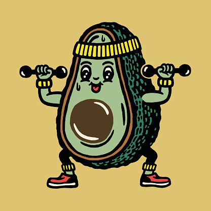 Avocado Character Working Out