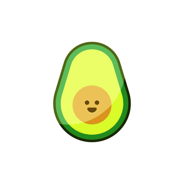 stockillustraties, clipart, cartoons en iconen met het emoticonontwerp van de avocado - vegan keto