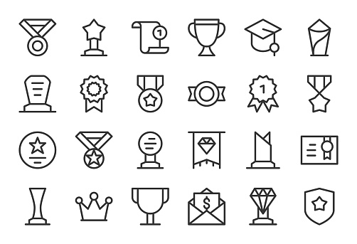 Award and Trophy Icons - Light Line Series