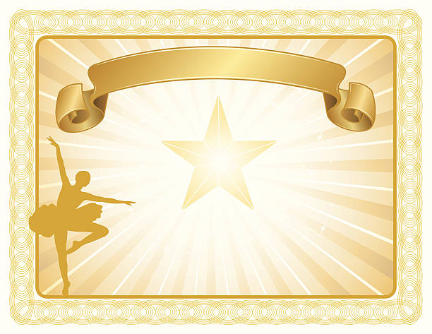 Award Certificate Background - Dance or Ballet Award Certificate - Dance or Ballet Background. Silhouette illustration of female ballet dancer. Check out my "Music and Musicians" light box for more. dancing borders stock illustrations
