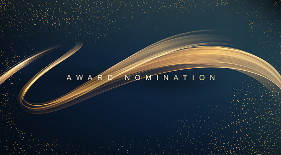 Awarding the nomination ceremony luxury background with golden glitter sparkles. Vector design