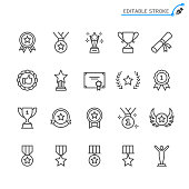 Awards line icons. Editable stroke. Pixel perfect.
