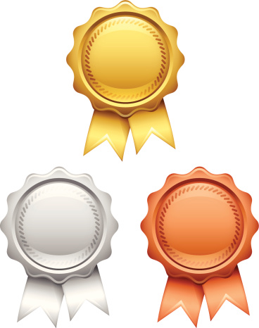 Award badges with copy space. EPS 10 file. Transparency used on highlight elements.