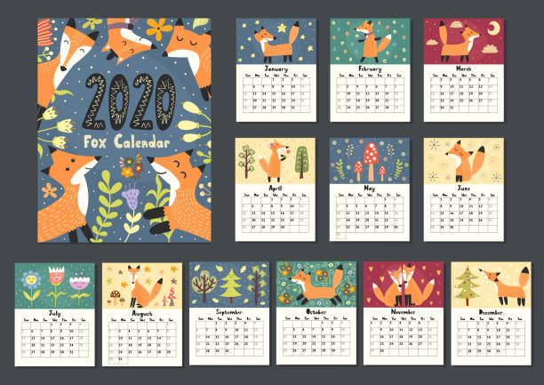 真棒狐狸日曆2020年 - 六月 插圖 幅插畫檔、美工圖案、卡通及圖標