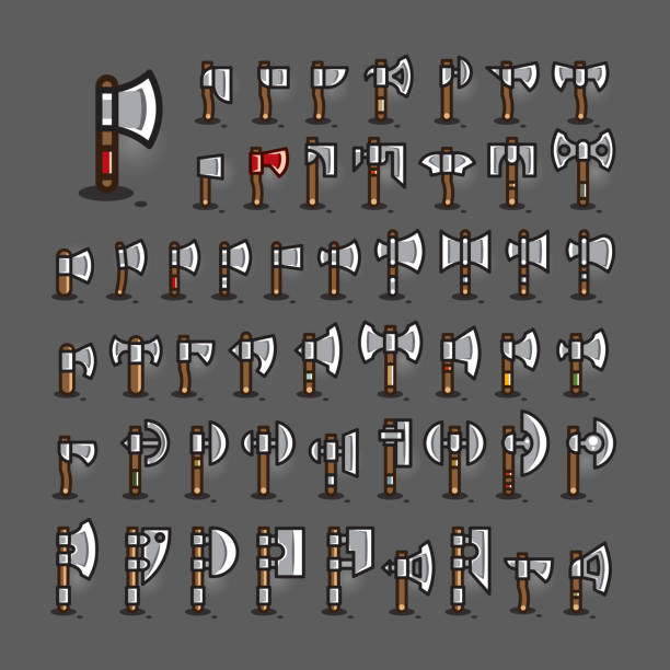 Axes for creating video games. Set 1. Big set of 51 axes for a video game. Set 1. rich strike stock illustrations