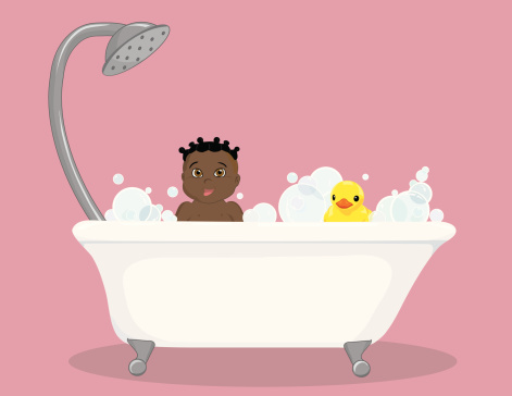 Baby Black Girl in the Bath