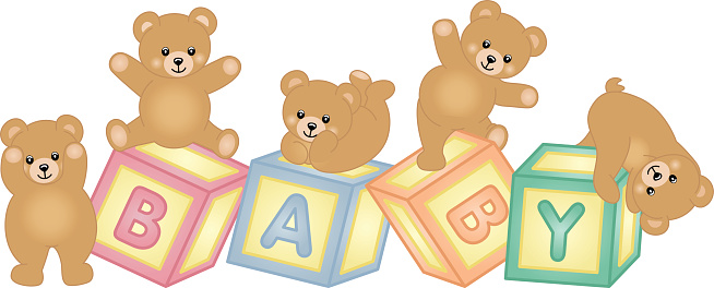 Baby blocks with teddy bear