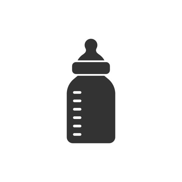 Baby bottle icon in flat style. Milk container vector illustration on white isolated background. Drink glass business concept. Baby bottle icon in flat style. Milk container vector illustration on white isolated background. Drink glass business concept. baby formula stock illustrations
