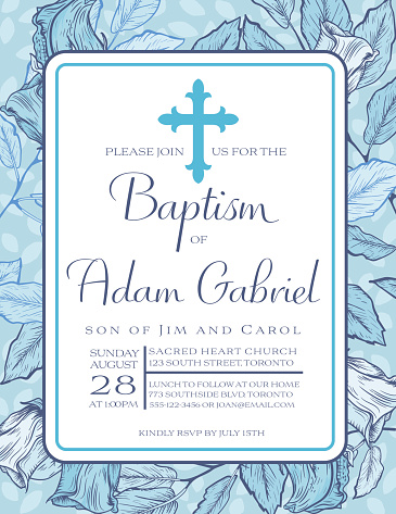 Baby Boy Baptism Or Christening Invitation Template