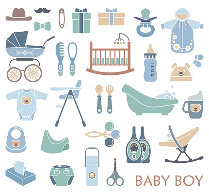 Baby Jungen Symbole Stock Vektor Art und mehr Bilder von Baby - iStock