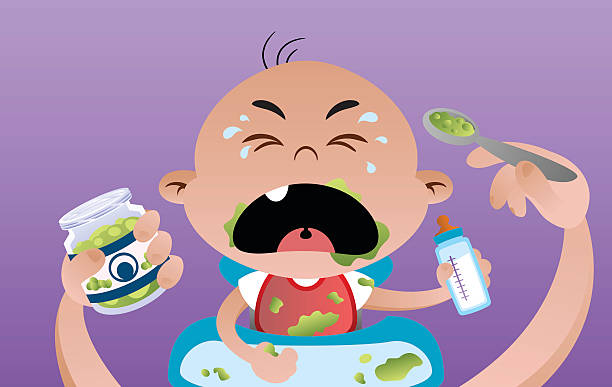 Baby Eats vector art illustration