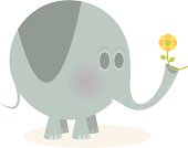 Baby Elephant with Flower