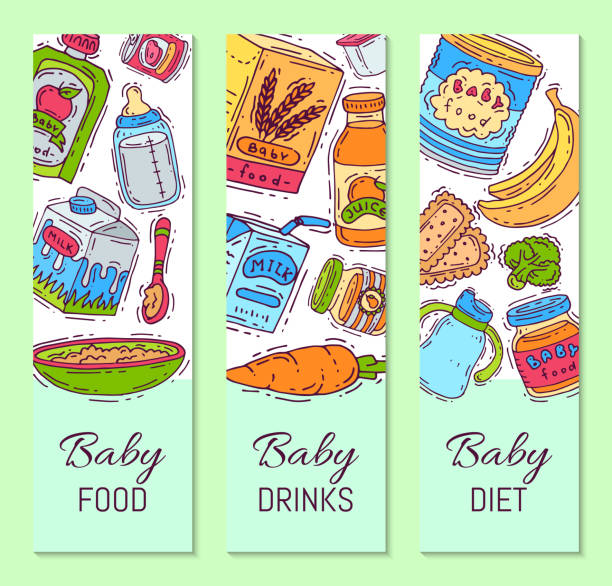 bebek maması formülü püre vektör illüstrasyon. çocuklar için beslenme. - baby formula stock illustrations