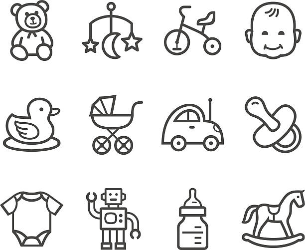 Baby icon Line icon on white background. EPS10, JPEG baby carriage stock illustrations