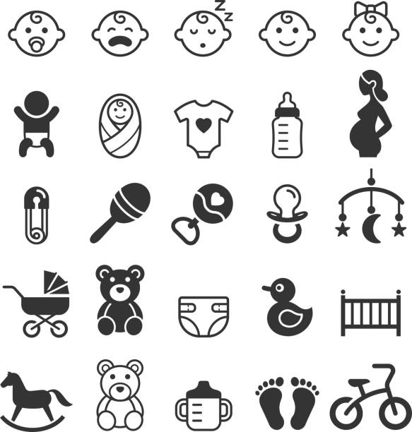 Baby icons set. Vector illustration. Baby icons set. Vector illustration. pregnant icons stock illustrations