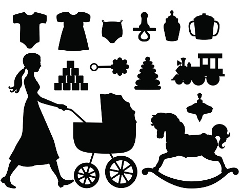 Baby Items Icons and Silhouettes