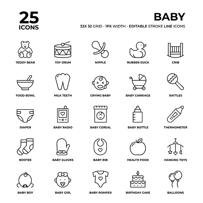 Baby Line Icon Set