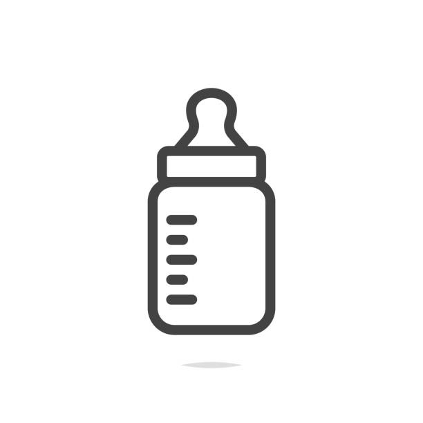 wektor ikony butelki z mlekiem dla niemowląt - baby formula stock illustrations