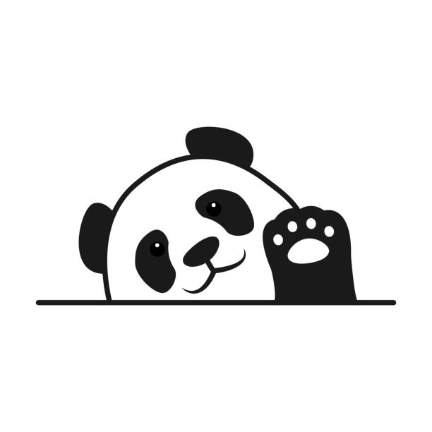 illustrations, cliparts, dessins animés et icônes de dessin animé de patte ondulant de bébé de panda, illustration vectorielle - panda