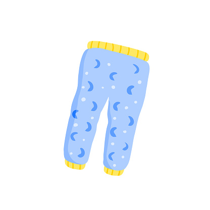Baby pants. Infant clothes and pajamas with pattern. Cartoon illustration