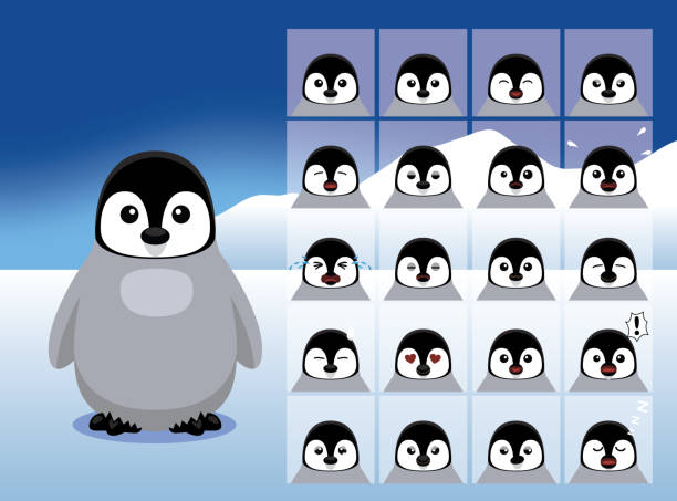 Baby Penguin Cartoon Emotion faces Vector Illustration Cartoon Emoticons EPS10 File Format baby penguin stock illustrations