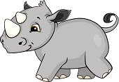 A cute cartoon baby rhino from Africa